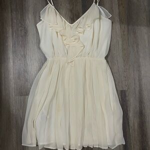Elegant Cream Ruffle Mini Dress